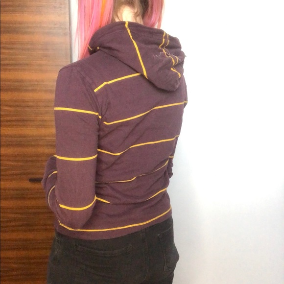 Maroon and Gold Striped Hooded Tee - Picture 7 of 8